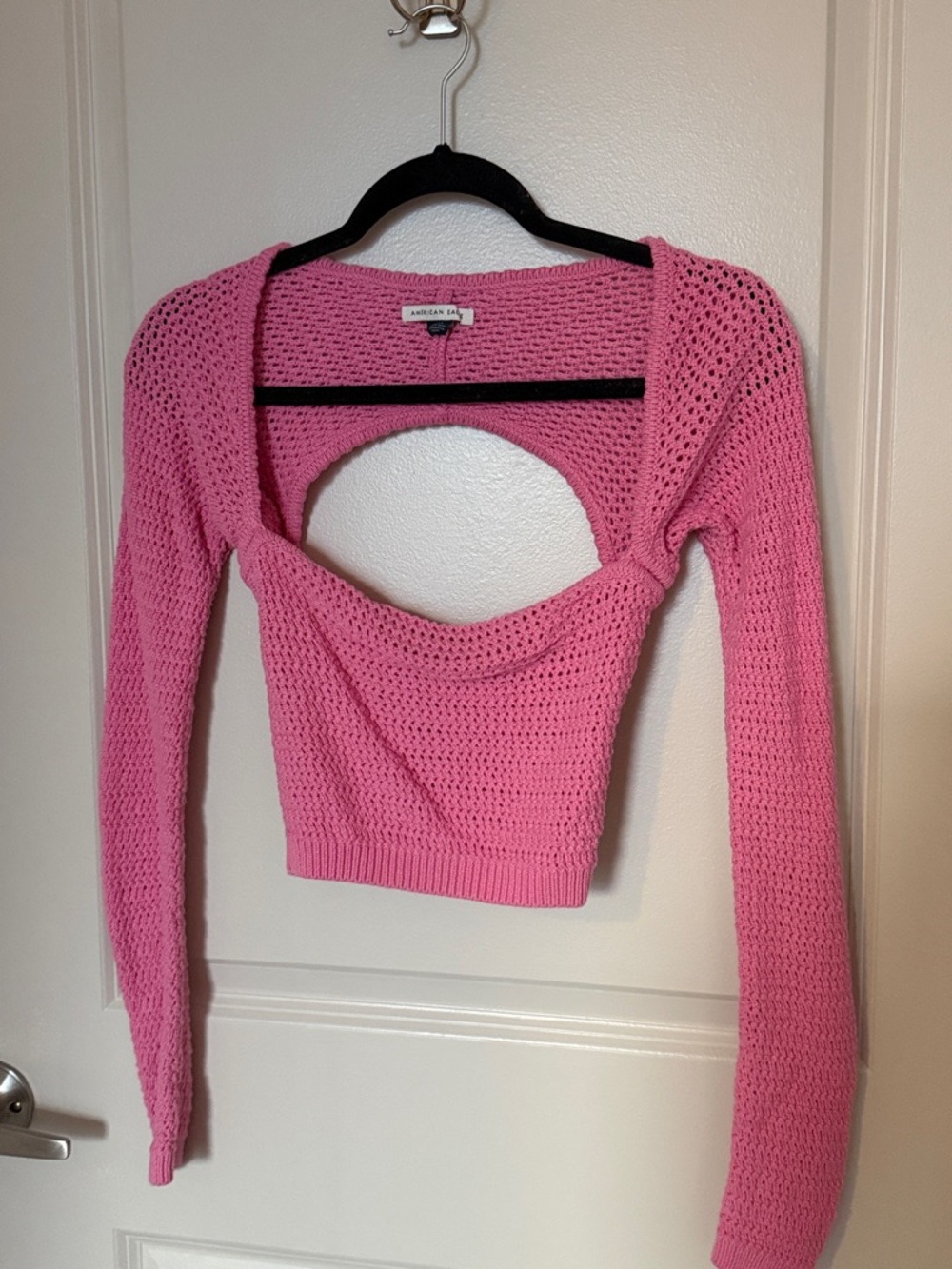 American Eagle Pink Open-Front Knit Bolero Sweater